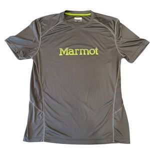 Marmot Men’s Gray and Green Moisture Wicking Tee Size Large